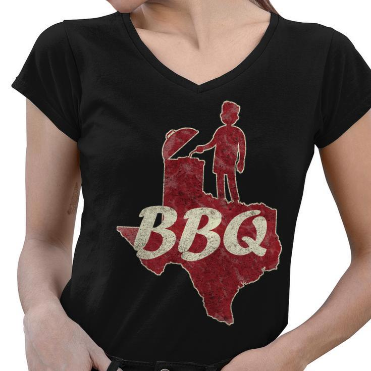 Vintage Texas Bbq Women V-Neck T-Shirt