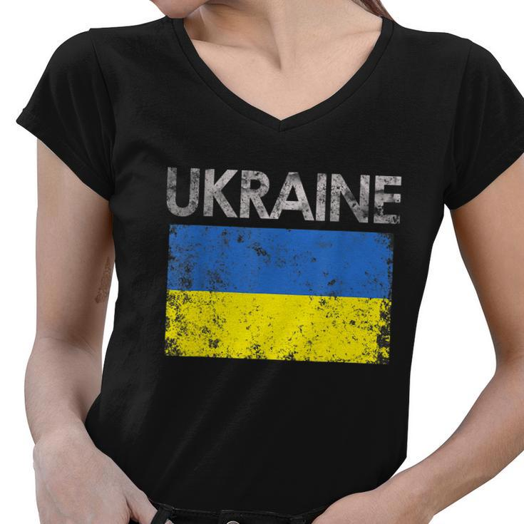 Vintage Ukraine Ukrainian Flag Pride Gift Tshirt Women V-Neck T-Shirt