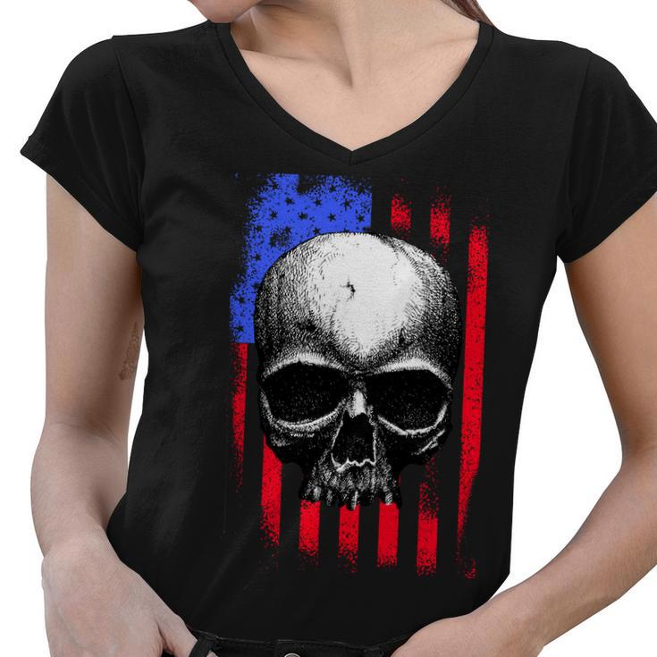 Vintage Usa American Flag V2 Women V-Neck T-Shirt