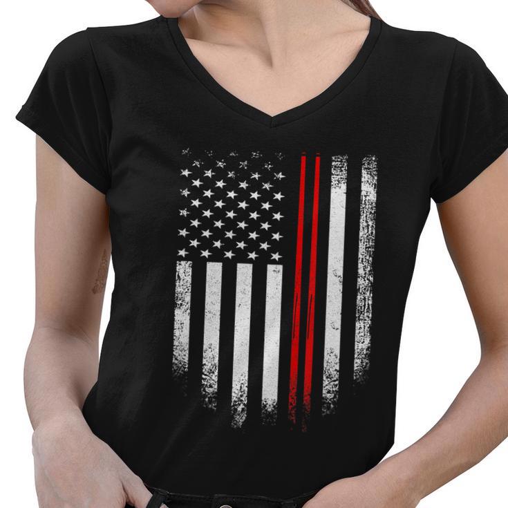 Vintage Usa Billiards Stick American Flag Patriotic Funny Meaningful Gift Women V-Neck T-Shirt