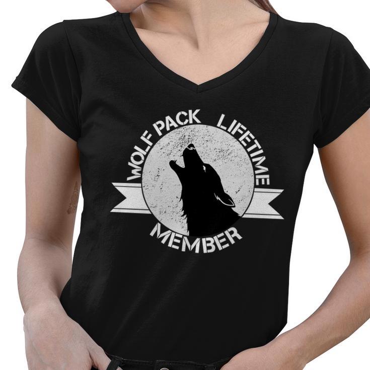 Vintage Wolf Pack Lifetime Member Emblem Women V-Neck T-Shirt