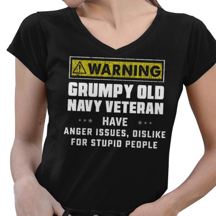 Warning Grumpy V2 Women V-Neck T-Shirt
