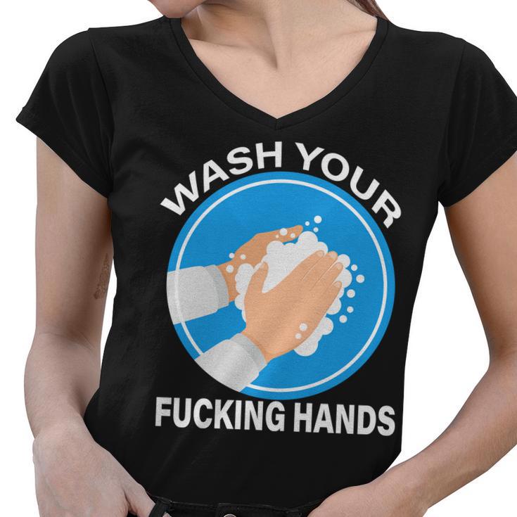 Wash Your Fucking Hands Tshirt Women V-Neck T-Shirt