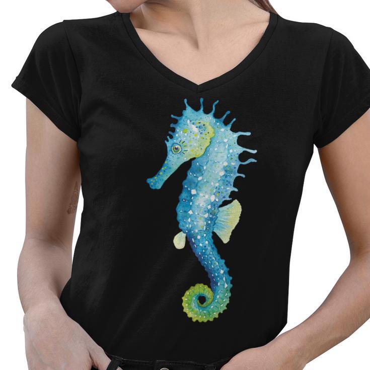 Watercolor Seahorse Tshirt Women V-Neck T-Shirt