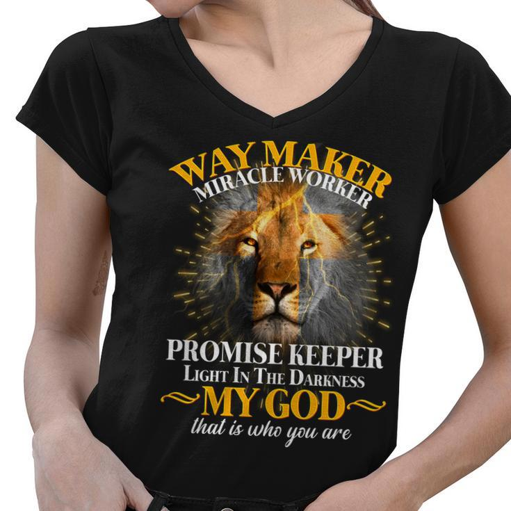Way Maker Miracle Worker Lion Women V-Neck T-Shirt