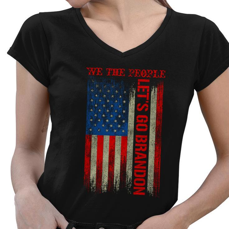 We The People Lets Go Brandon Patriotic Women V-Neck T-Shirt