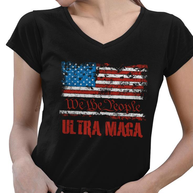 We The People Ultra Maga King Vintage Usa Flag Pride Women V-Neck T-Shirt