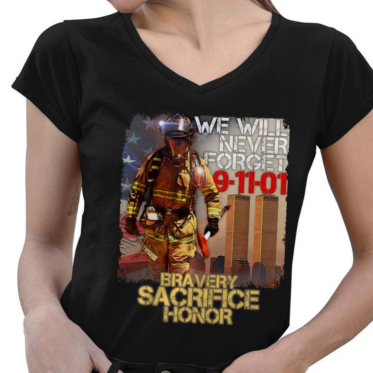We Will Never Forget Bravery Sacrifice Honor  Women V-Neck T-Shirt