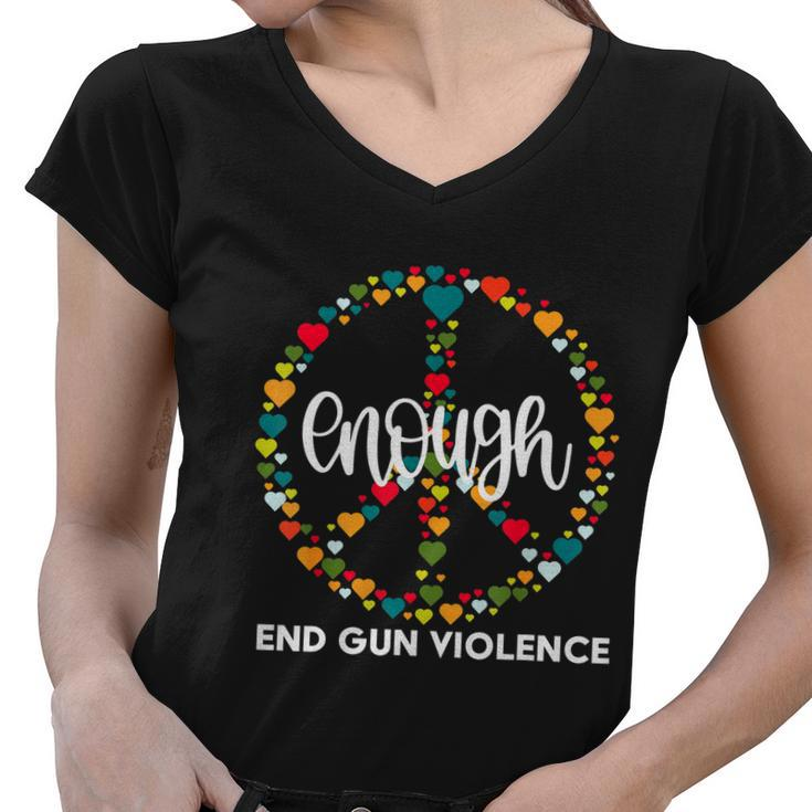 Wear Orange Peace Sign Enough End Gun Violence Women V-Neck T-Shirt