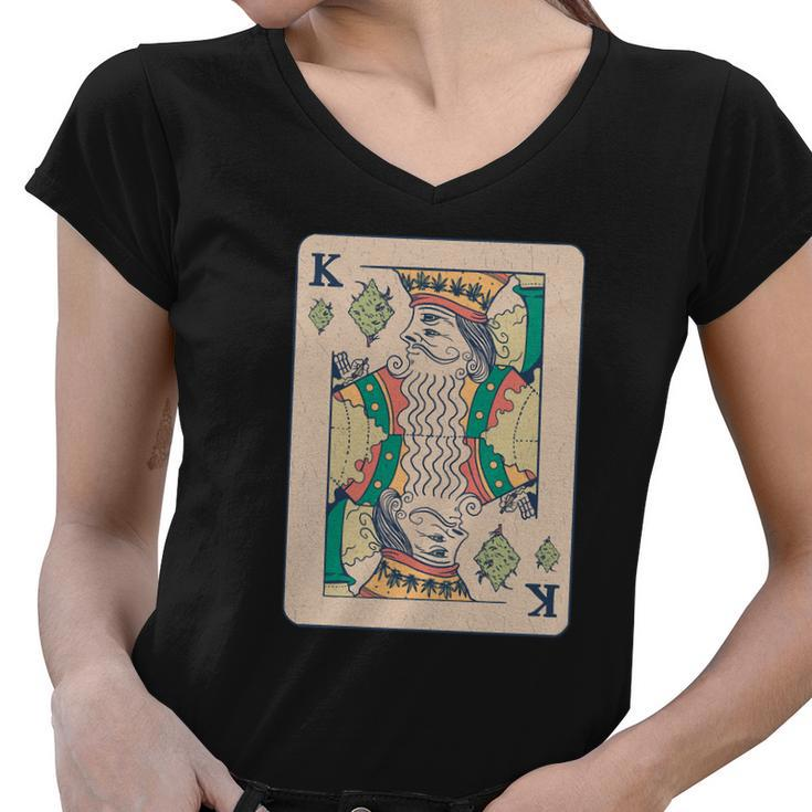 Weed King Poker Card Women V-Neck T-Shirt