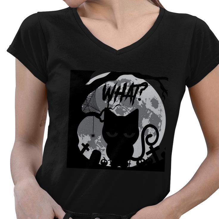 What Cat Funny Halloween Quote V2 Women V-Neck T-Shirt