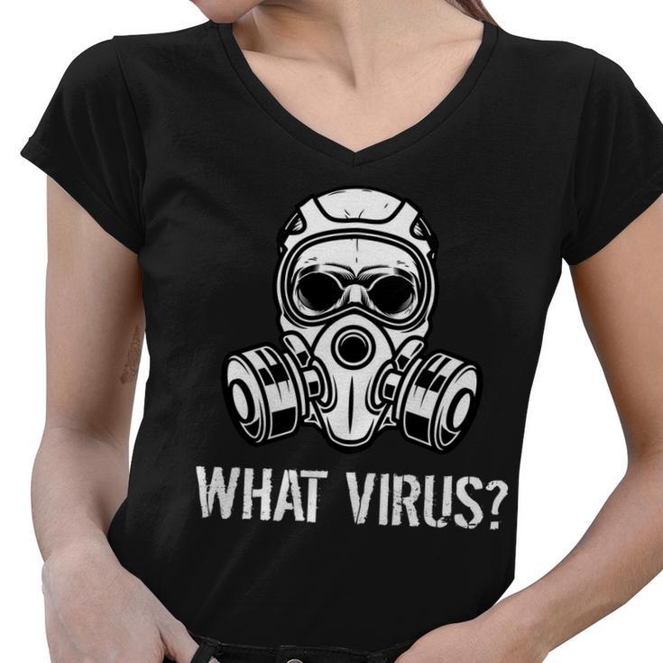 What Virus Funny Gas Mask Women V-Neck T-Shirt