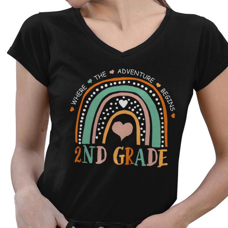 Where The Adventure Begins 2Nd Grade Women V-Neck T-Shirt