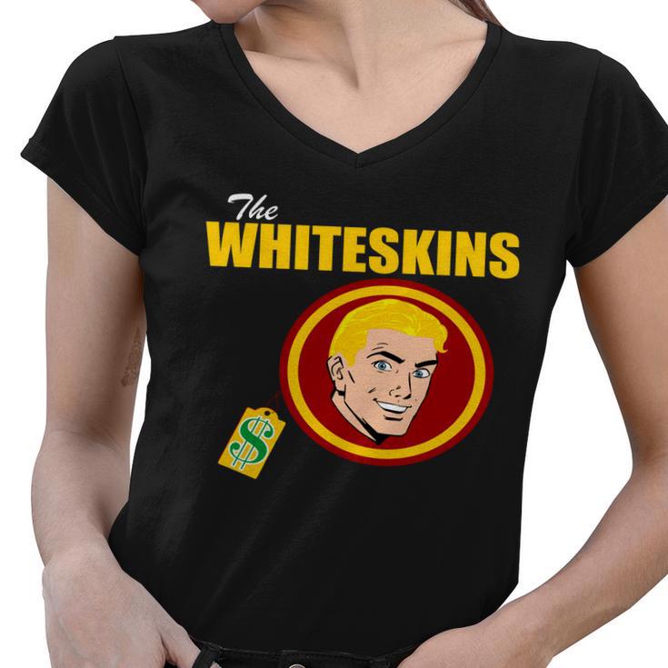 Whiteskins Football Native American Indian Women V-Neck T-Shirt