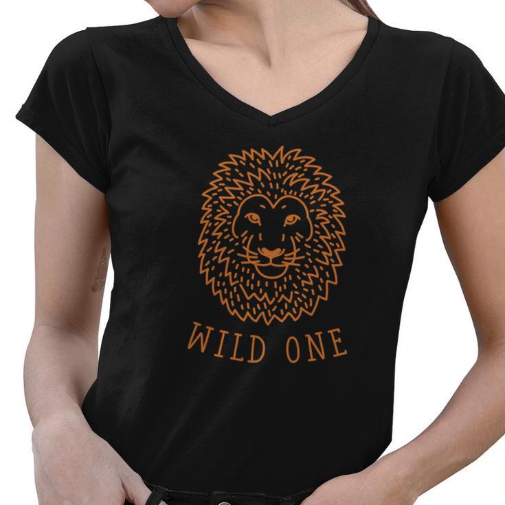 Wild One Lion Women V-Neck T-Shirt