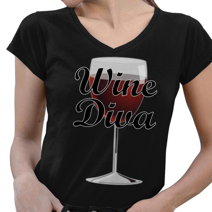 Wine Diva Women V-Neck T-Shirt