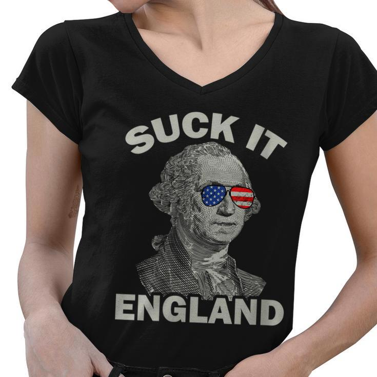 Womens 4Th Of July Suck It England Women V-Neck T-Shirt