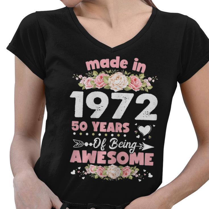 Womens 50 Years Old Gifts 50Th Birthday Born In 1972 Women Girls  Women V-Neck T-Shirt