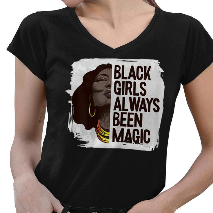 Womens Black Girl Magic Black History Month Blm Melanin Afro Queen  V2 Women V-Neck T-Shirt