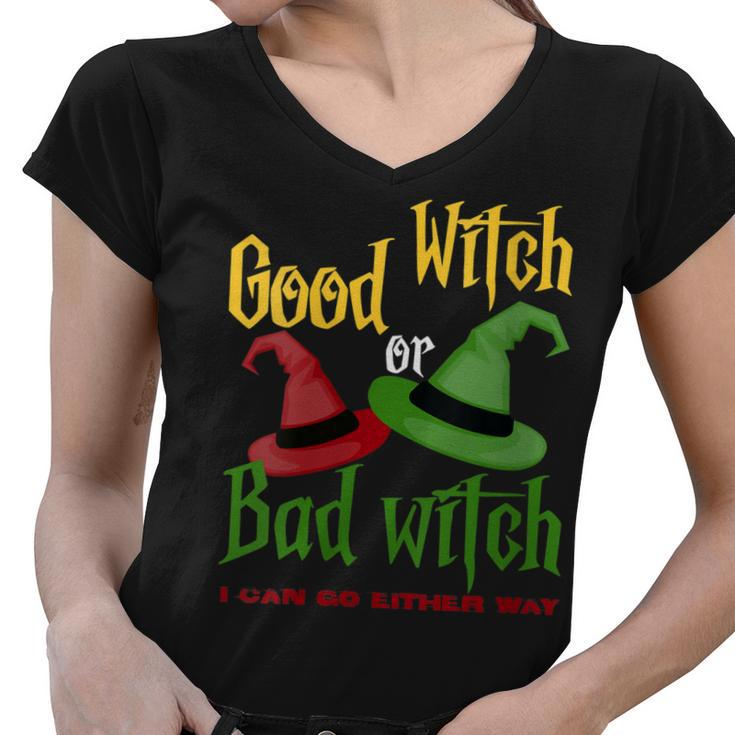 Womens Good Witch Bad Witch I Can Go Either Way Halloween Costume  Women V-Neck T-Shirt