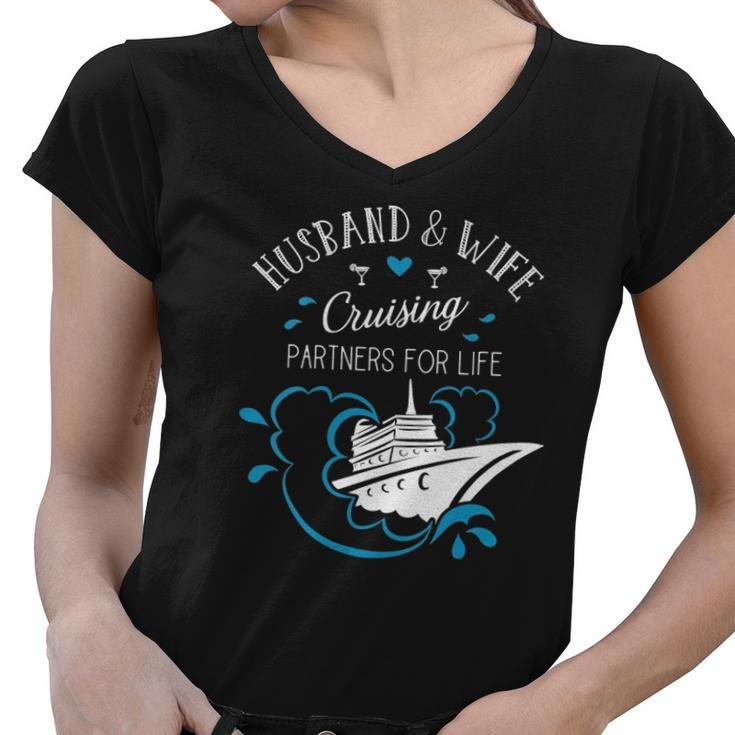 Womens Husband And Wife Cruising Partners For Life Cruise Couples Women V-Neck T-Shirt