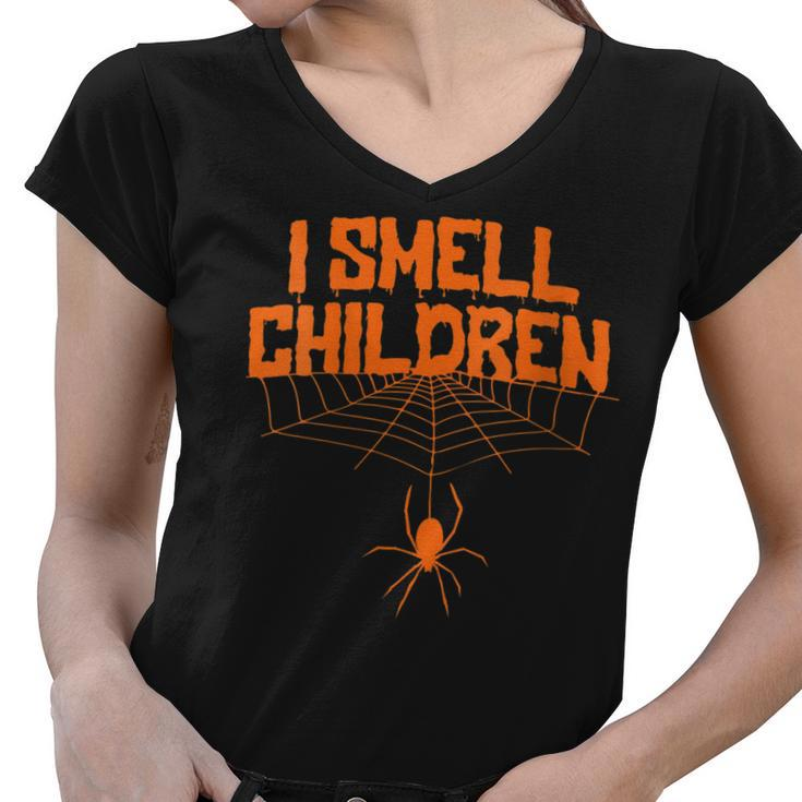 Womens I Smell Children Funny Dad Mom Teacher Halloween Costume  Women V-Neck T-Shirt