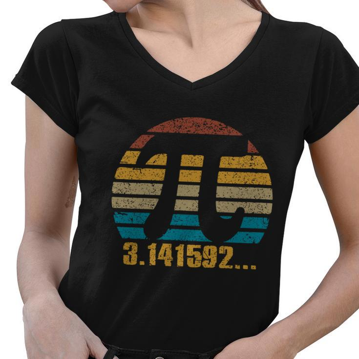 Womens Retro Vintage Pi Day 314 Silhouette Symbol Pi Math Geek Women V-Neck T-Shirt