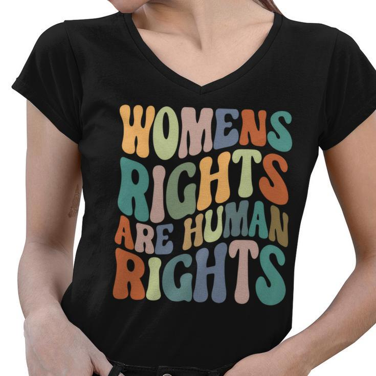 Womens Rights Are Human Rights Hippie Style Pro Choice V2 Women V-Neck T-Shirt