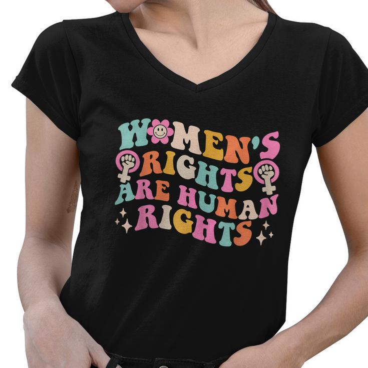 Womens Rights Are Human Rights Pro Choice Pro Roe Women V-Neck T-Shirt
