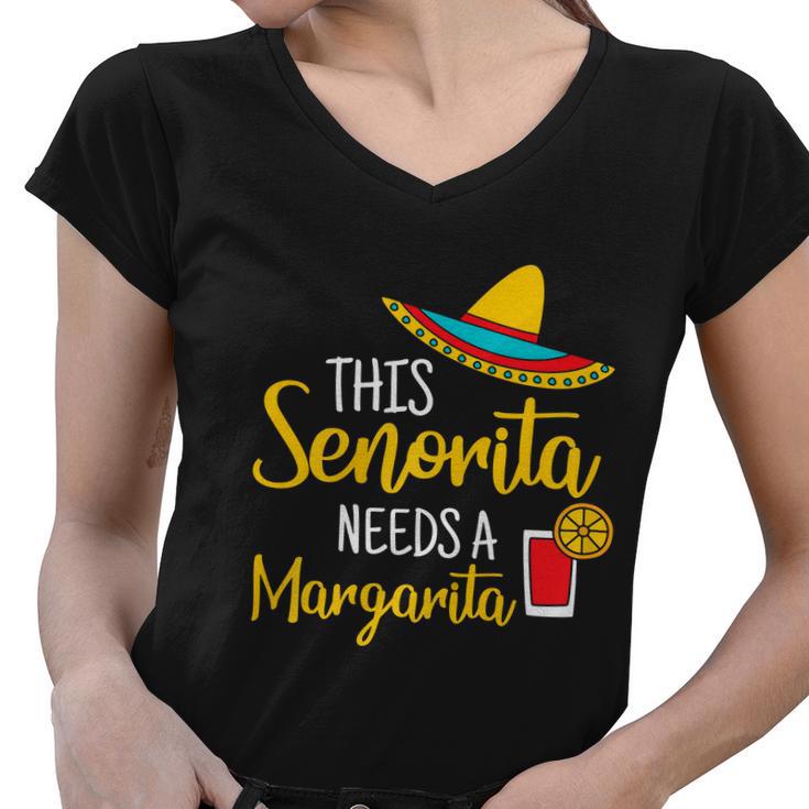 Womens Senorita Margarita Mexican Fiesta Funny Cinco De Mayo Women V-Neck T-Shirt