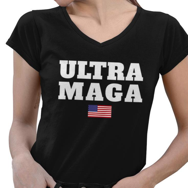 Womens Ultra Maga Vneck Tshirt Women V-Neck T-Shirt