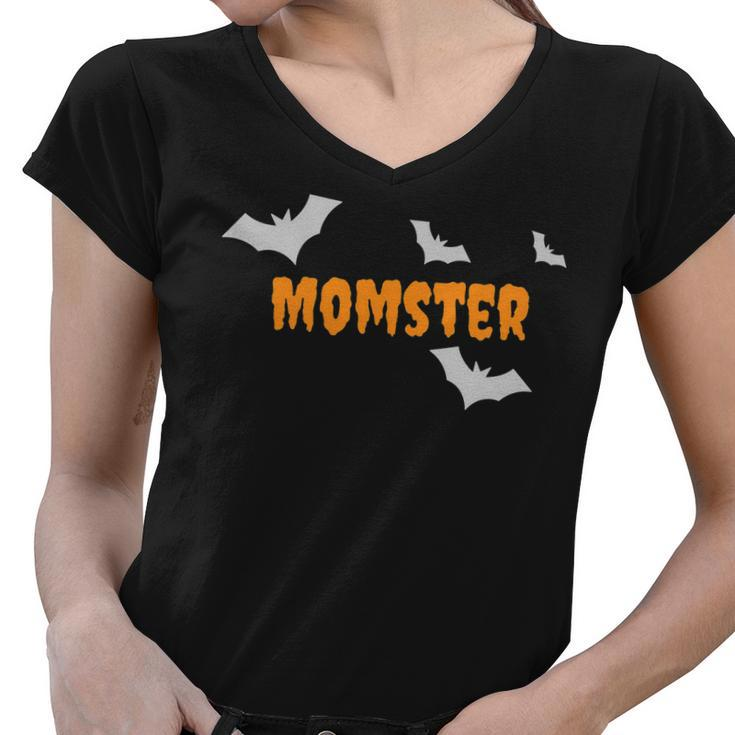 Womens Womens Moms Halloween Momster Women V-Neck T-Shirt