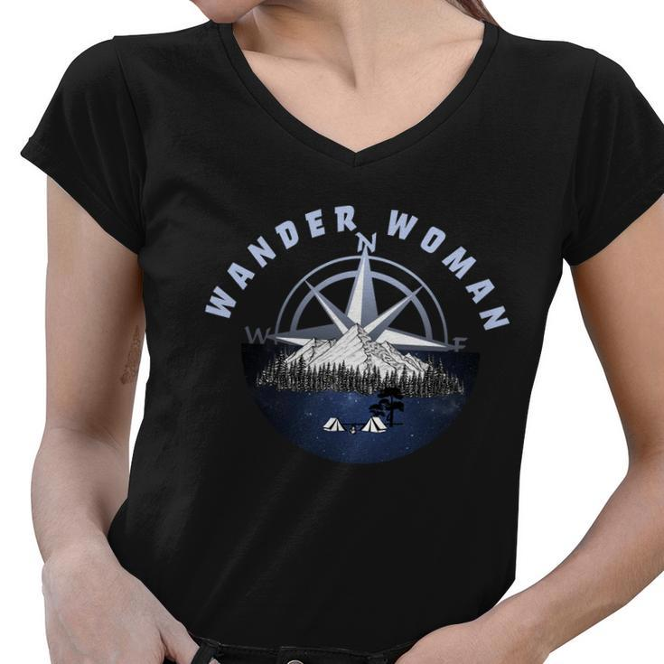 Wondar Woman Outdoors Camping Wonderer Women V-Neck T-Shirt