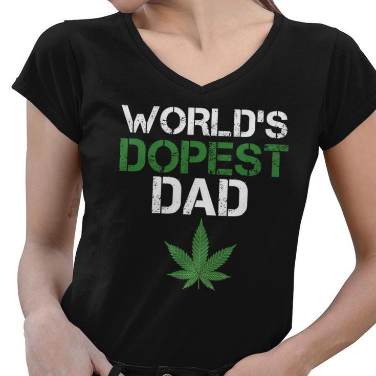 Worlds Dopest Dad Tshirt Women V-Neck T-Shirt