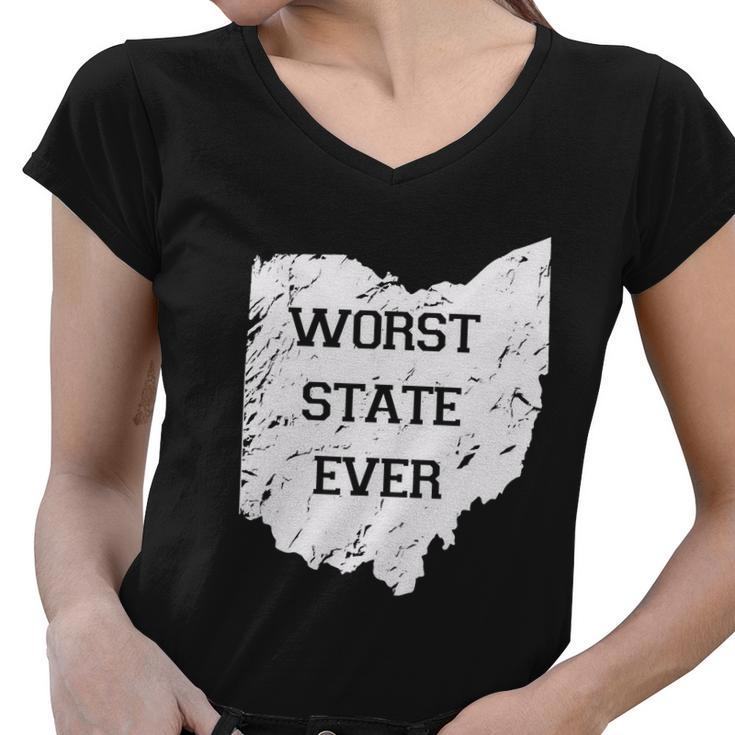 Worst State Ever Ohio Sucks Tshirt Women V-Neck T-Shirt