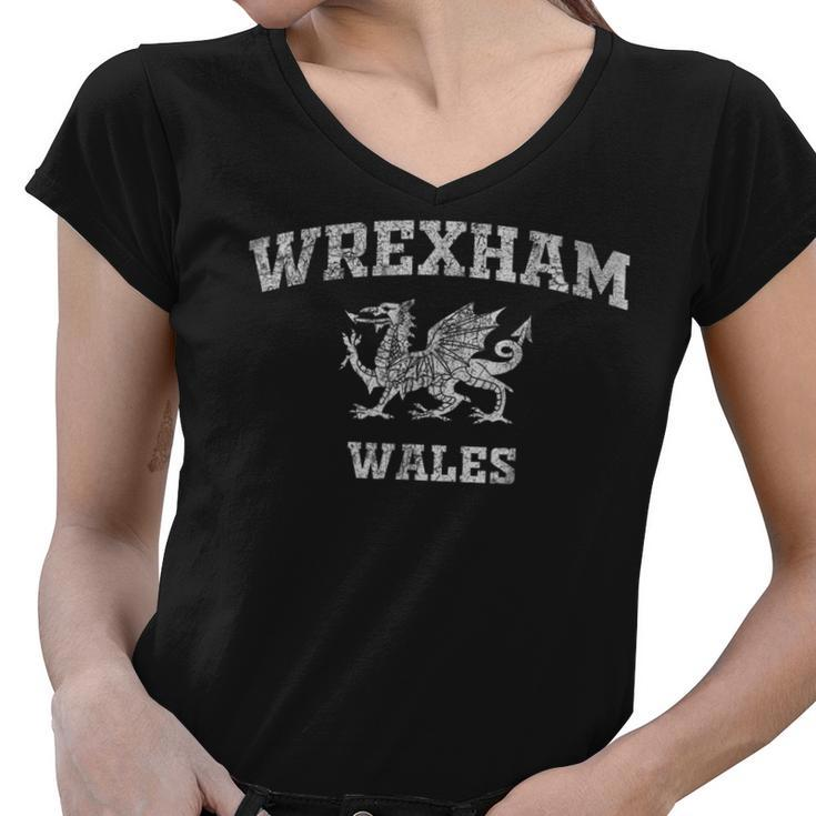 Wrexham Wales Retro Vintage  Women V-Neck T-Shirt