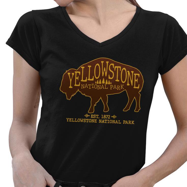 Yellowstone National Park Est 1872 Buffalo Logo Tshirt Women V-Neck T-Shirt