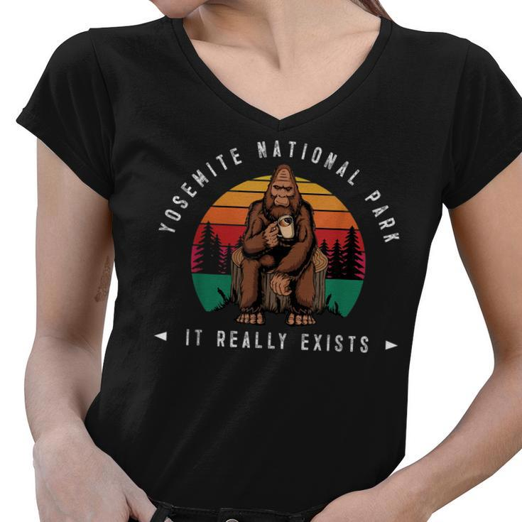 Yosemite National Park Bigfoot Sasquatch Men & Women  Women V-Neck T-Shirt