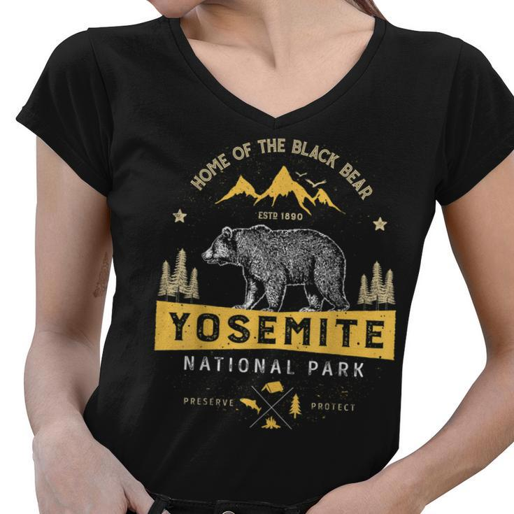 Yosemite National Park T  California Bear Vintage Gifts Women V-Neck T-Shirt