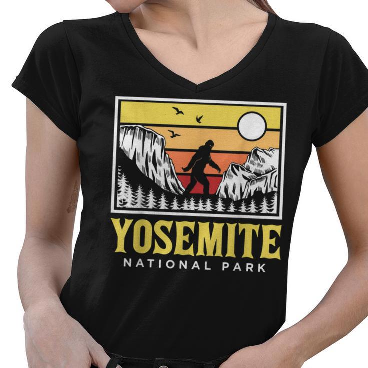 Yosemite National Park Us Bigfoot Sasquatch Yeti Funny Gift  Women V-Neck T-Shirt