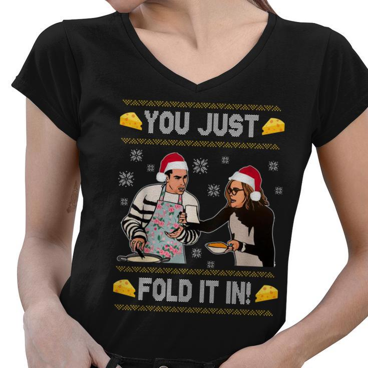 You Just Fold It Funny Cheese Xmas Sweater Women V-Neck T-Shirt