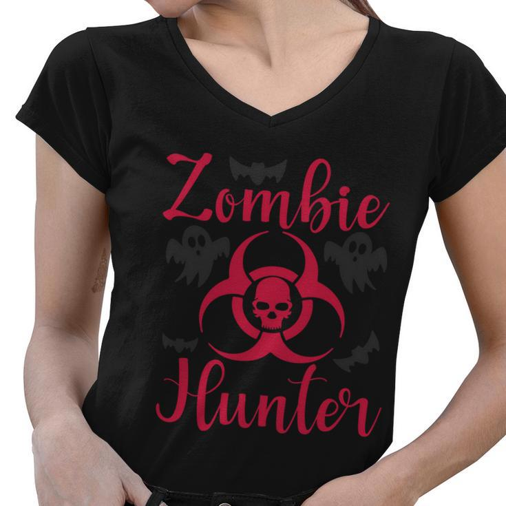 Zombie Hunter Halloween Quote Women V-Neck T-Shirt