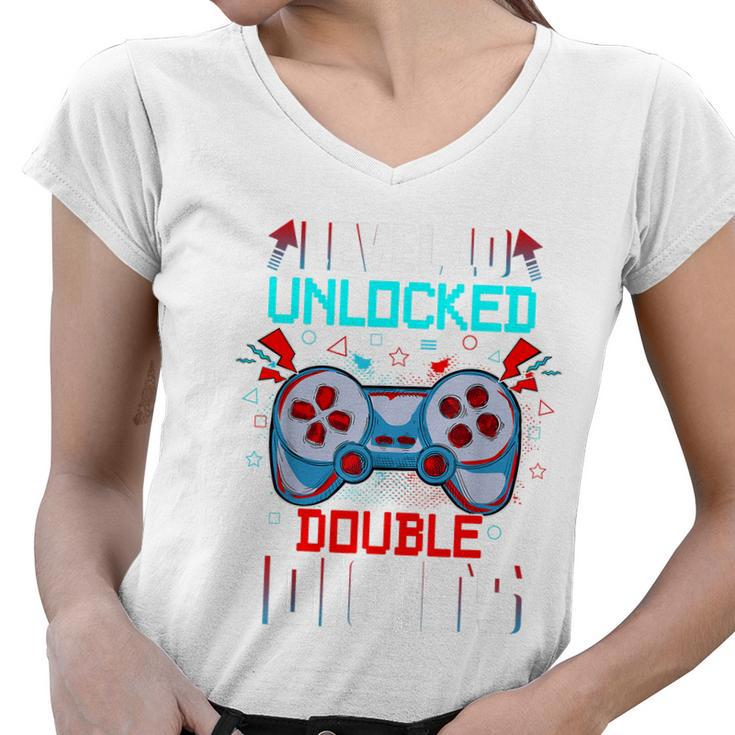 10Th Birthday Gift For Boys Double Digits 10 Year Old Gifts Gamer Gift Women V-Neck T-Shirt