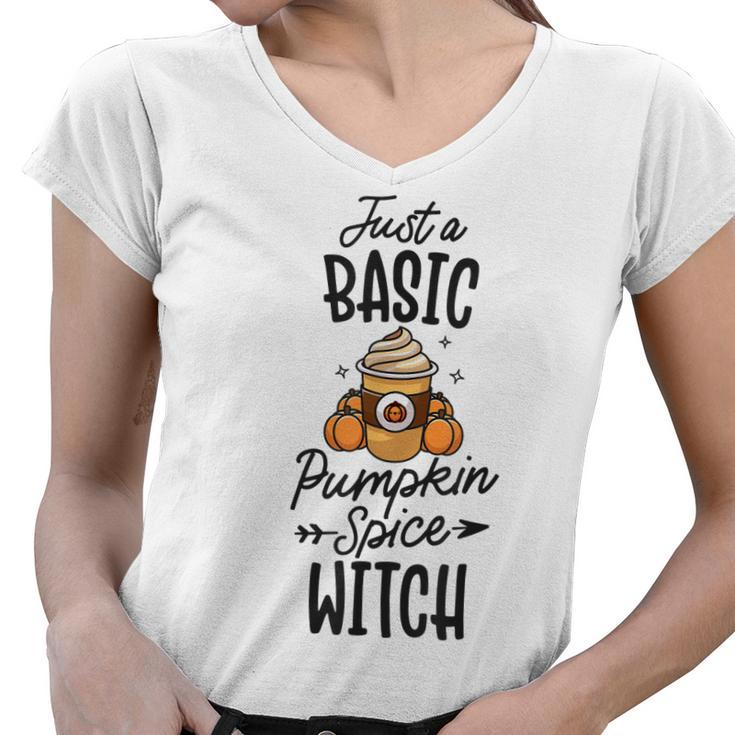 Basic Pumpkin Spice Witch Cute Thanksgiving Fall Autumn  V2 Women V-Neck T-Shirt