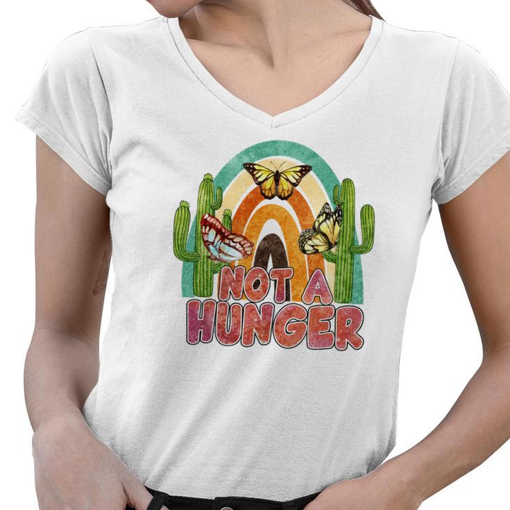 Boho Vintage Not A Hunger Cactus Retro Women V-Neck T-Shirt