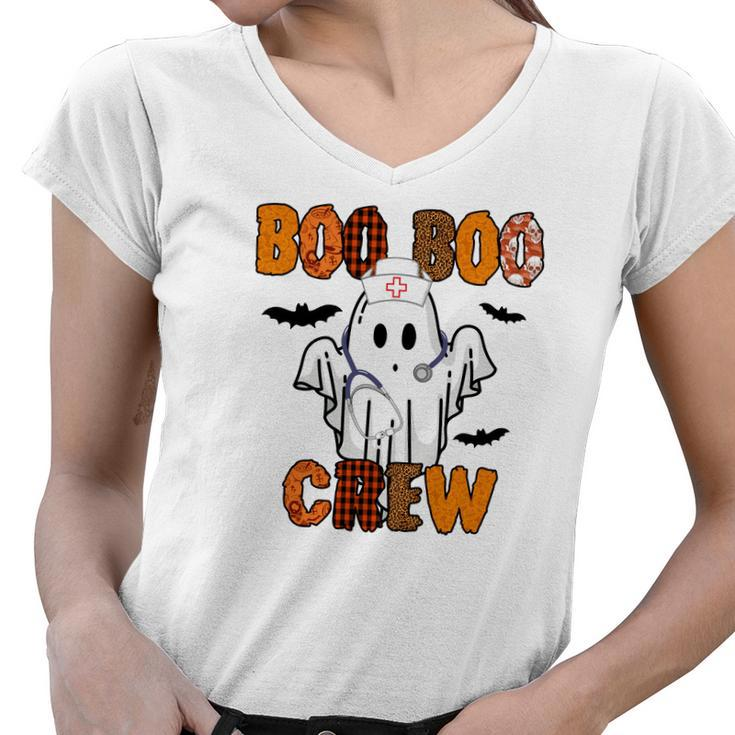 Boo Boo Crew Funny Cute Halloween Nurse Gifts Women V-Neck T-Shirt