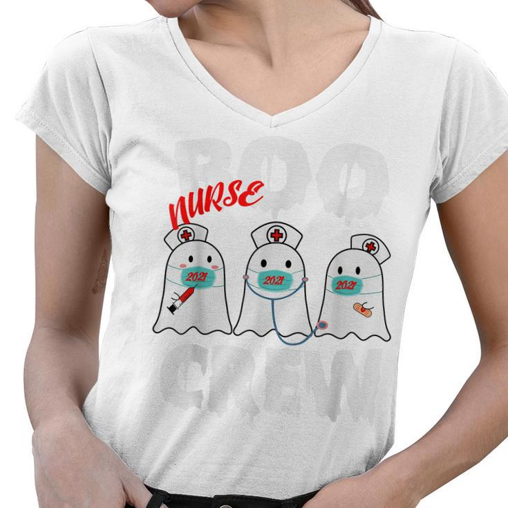 Boo Boo Crew Nurse Halloween Shirt Nurses Rn Lpn Cna Ghost Women V-Neck T-Shirt