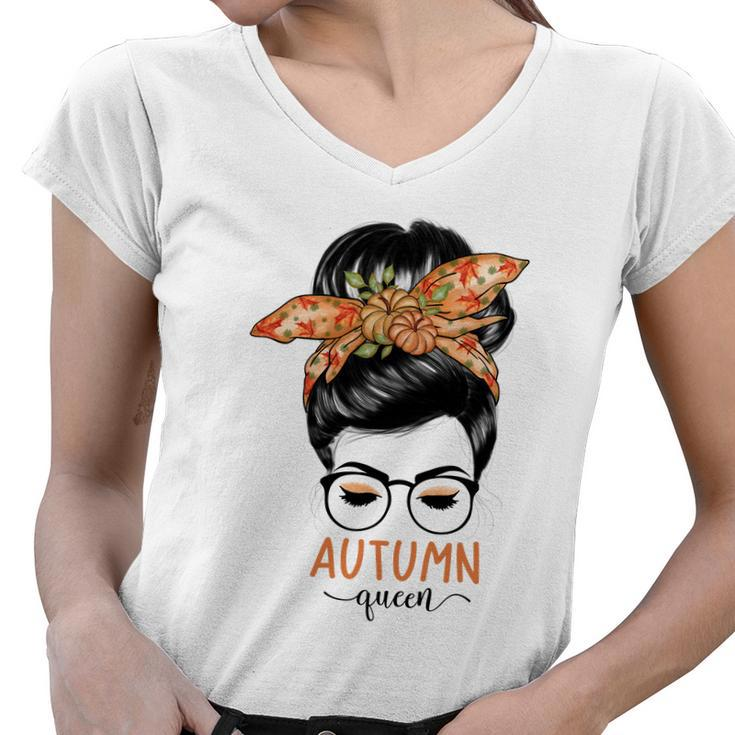 Cozy Autumn Fall Autumn Queen Awesome Gift For Girlfriend Women V-Neck T-Shirt