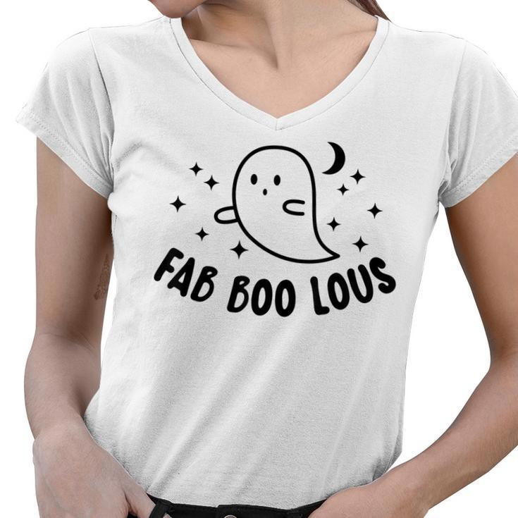 Faboolous Ghost Halloween Costume For Men Women Boo Crew Pun  Women V-Neck T-Shirt
