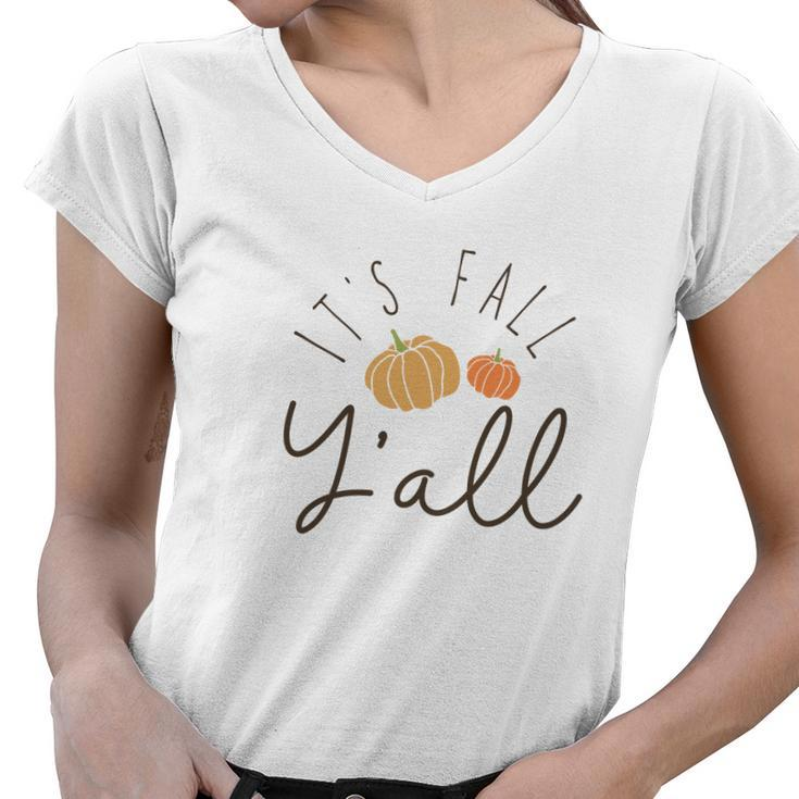 Fall It_S Fall Yall Pumpkin Cute Custom Women V-Neck T-Shirt